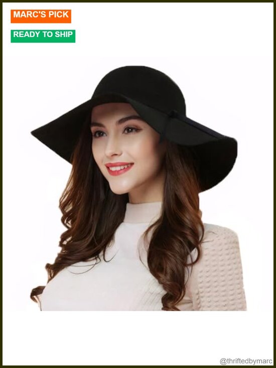 100% Wool Foldable Wide Brim Retro Fedora Floppy Felt Bowler Hat main image 6